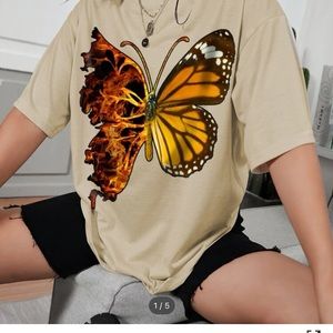 Butterfly fire print oversized tee